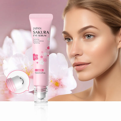 LAIKOU Sakura Eye Serum Roller — Hyaluronic Acid Moisturizing Cream for Eye Bags & Dark Circles, 15ml