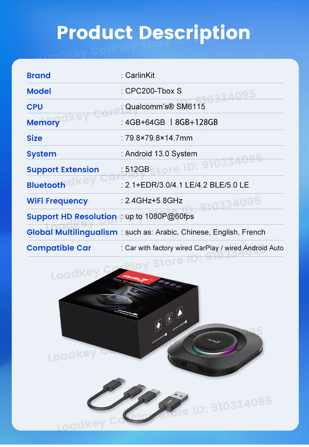 2025 Carlinkit AI Box LED – Android 13 Wireless CarPlay Adapter with Qualcomm 6115, 8-Core 64GB Smart TV Box for Netflix & IPTV