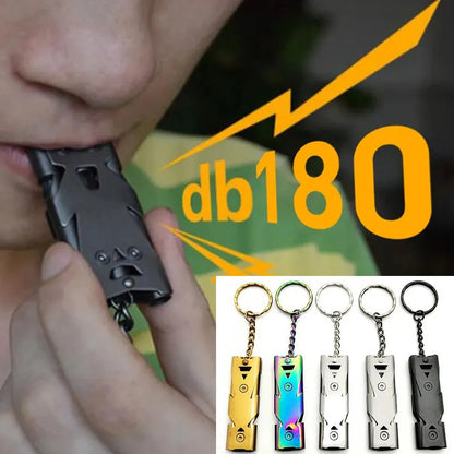 High Decibel Double Pipe Whistle Pendant Keychain - Portable Outdoor Survival Tool - Multifunction Whistle (1PC)