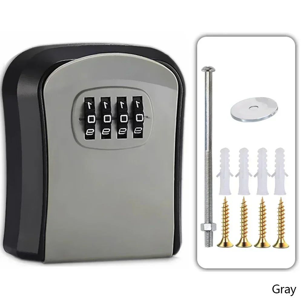 Wall Mount Key Lock Box - Outdoor Combination Lock Key Safe Storage Holder with 5 Key Capacity