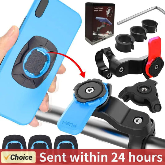 QUAD-LOCK Motorcycle & Bike Phone Holder — 360° Rotatable Navigation Stand with Secure Mount Bracket