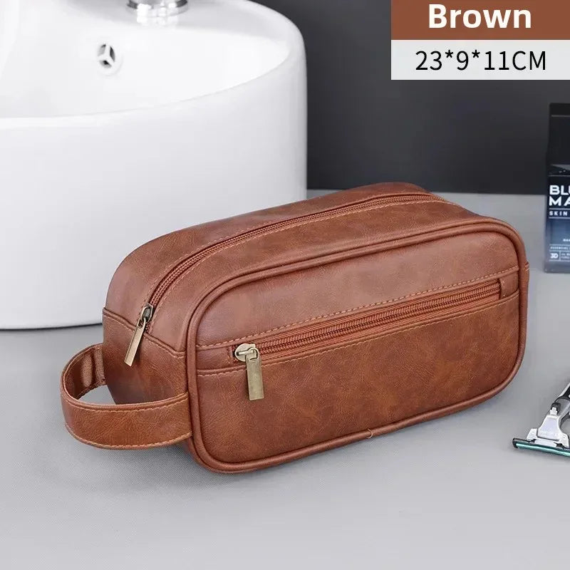 Multi-Pocket Waterproof PU Toiletry Bag – Hanging Travel Makeup & Cosmetic Organizer for Men & Women Essentials Wash Bag