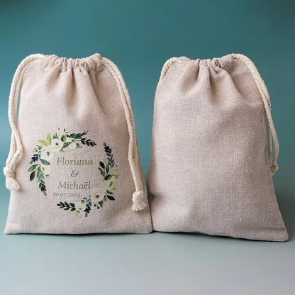 50PCS Natural Linen Gift Bags — 5×7, 7×9, 9×12cm Jute Candy & Jewelry Pouches
