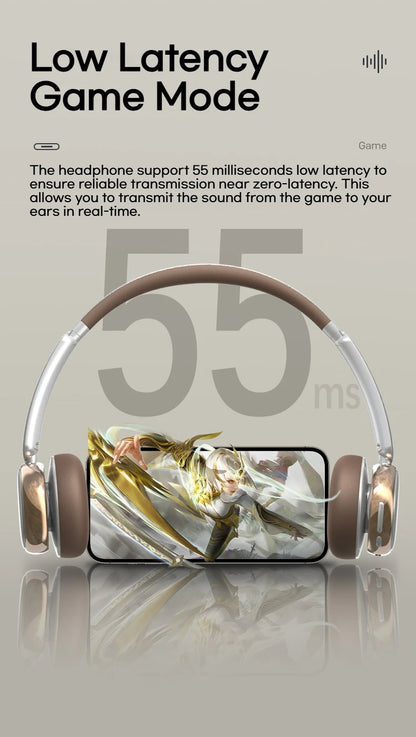 Sansui DT11 ANC Wireless Bluetooth 5.4 Headphones – Over-Ear Retro Earphones with 45dB Noise Reduction & 50H Playtime