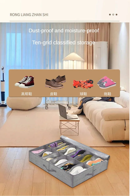 Foldable Under-Bed Shoe Storage Boxes — Closet Organizer Bags for Shoes and Home Storage