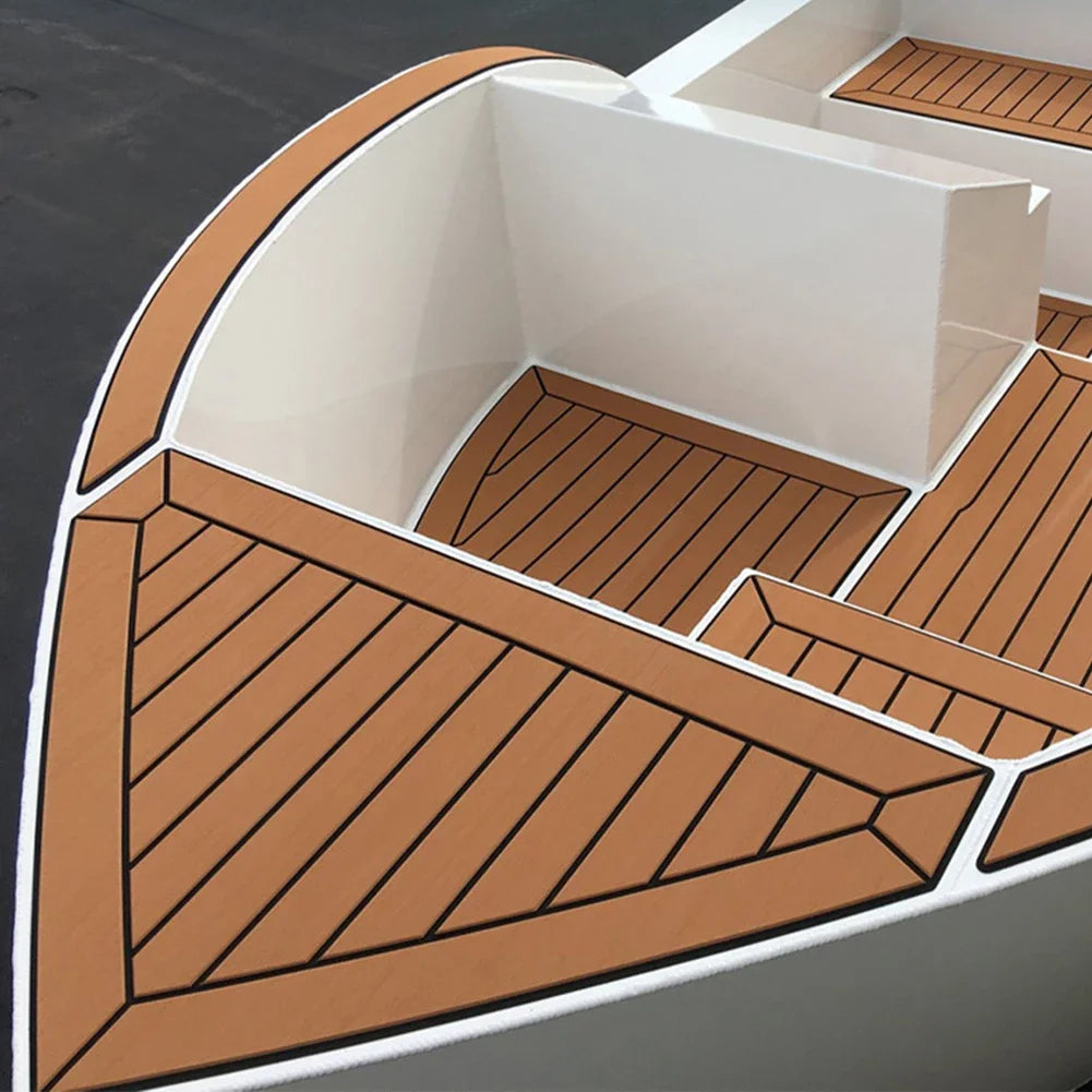 58x2400x5mm Brown EVA Foam Yacht Deck Mat – Imitated Teak Anti-Skid Boat Flooring Strip