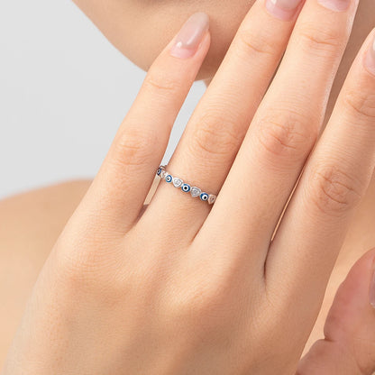 MODIAN 925 Sterling Silver Blue Ghost Eyes Ring — Sparkling Cubic Zirconia for Women