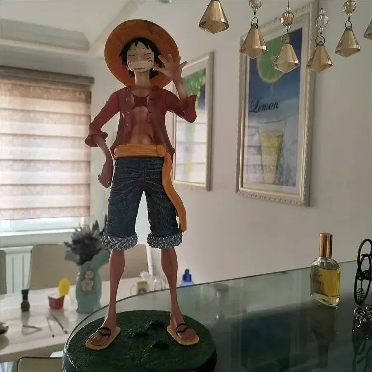 One Piece 42.5cm Straw Hat Monkey D. Luffy Figure – 1/4 Scale Large Smiley Anime Statue, Decorative Doll Toy Gift