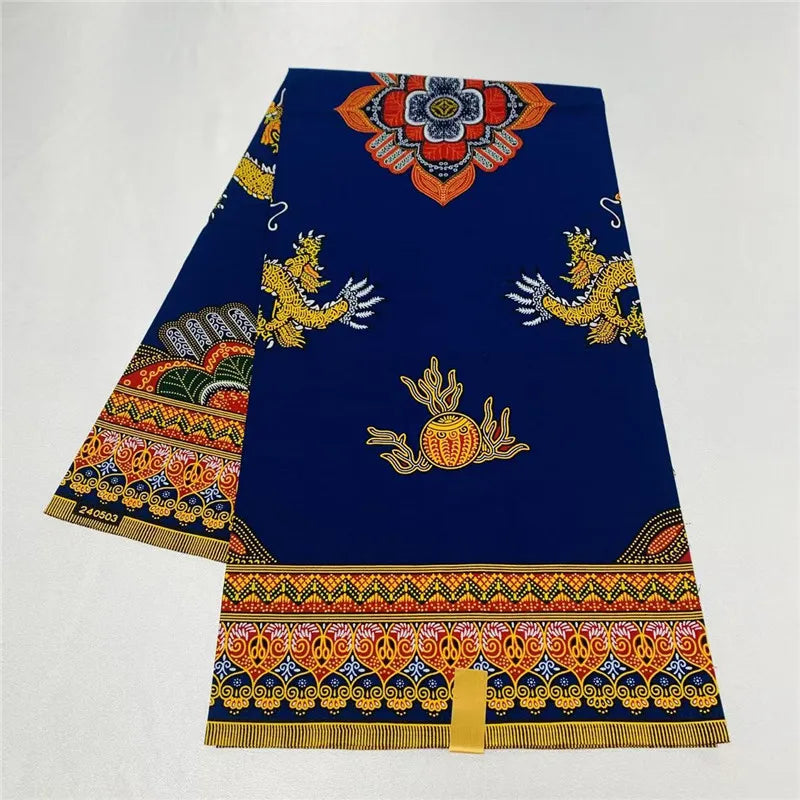 6 Yards African Real Wax Fabric - 100% Cotton Original Ankara Print for Party Dresses K121901