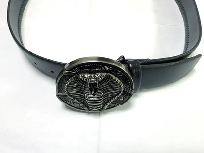 Vintage Adjustable Belt – Metal Buckle Fashion Waistband for Men, Punk Western Cowboy Style with Embossed Design
