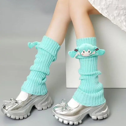 Hatsune Miku Thigh Highs — Kawaii Macaron Color Lolita Leggings for Girls