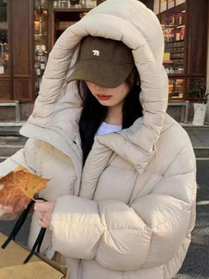 Trendy Women’s Winter Cotton Jacket – Loose Fit Fashion with Design Sense & Stylish Hat