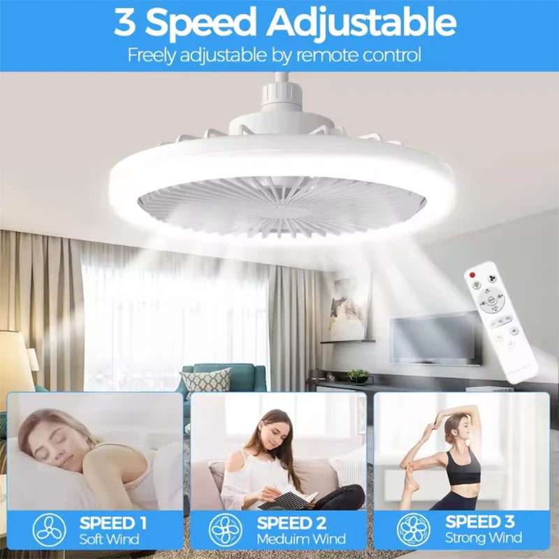 Rotatable 3-in-1 Ceiling Fan Light - E27 LED Converter with Smart Remote Control for Bedroom, Kitchen & Study