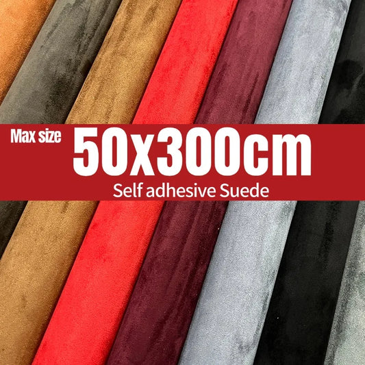 Self-Adhesive Suede Leather Fabric Roll - 50x300cm Velvet Cloth for Car Interior Modification, Door Panels, DIY Craft & Upholstery Projects