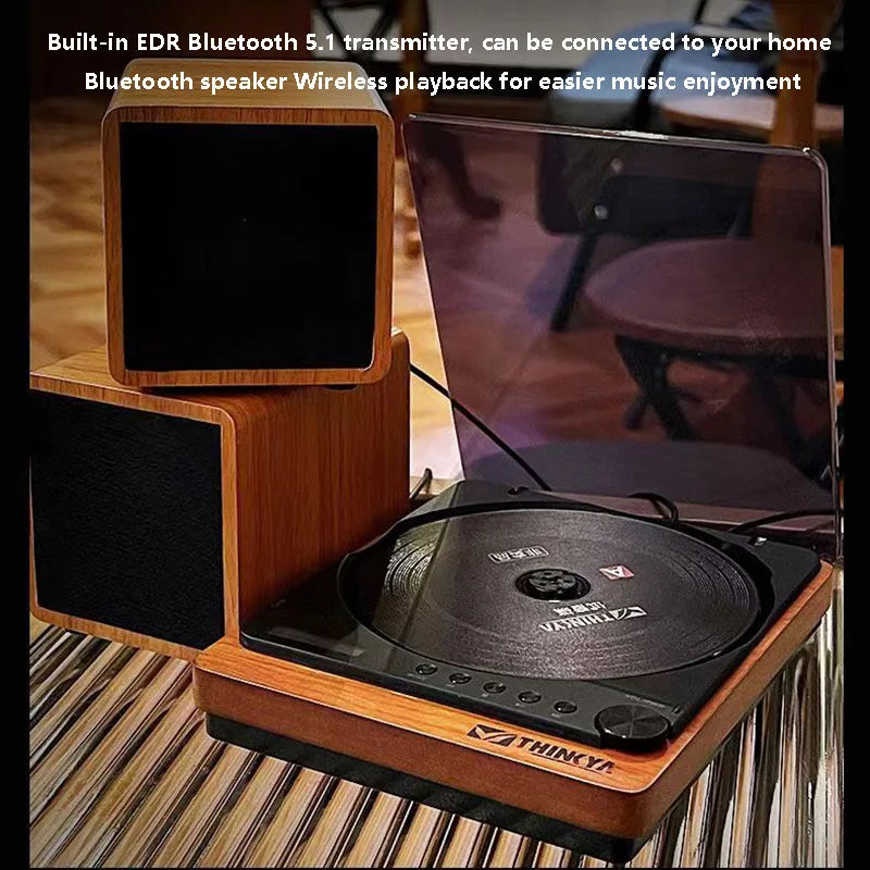 Wooden HIFI CD Player – Bluetooth 5.1, Digital Optical Output, USB Lossless Playback, Infrared Remote Control