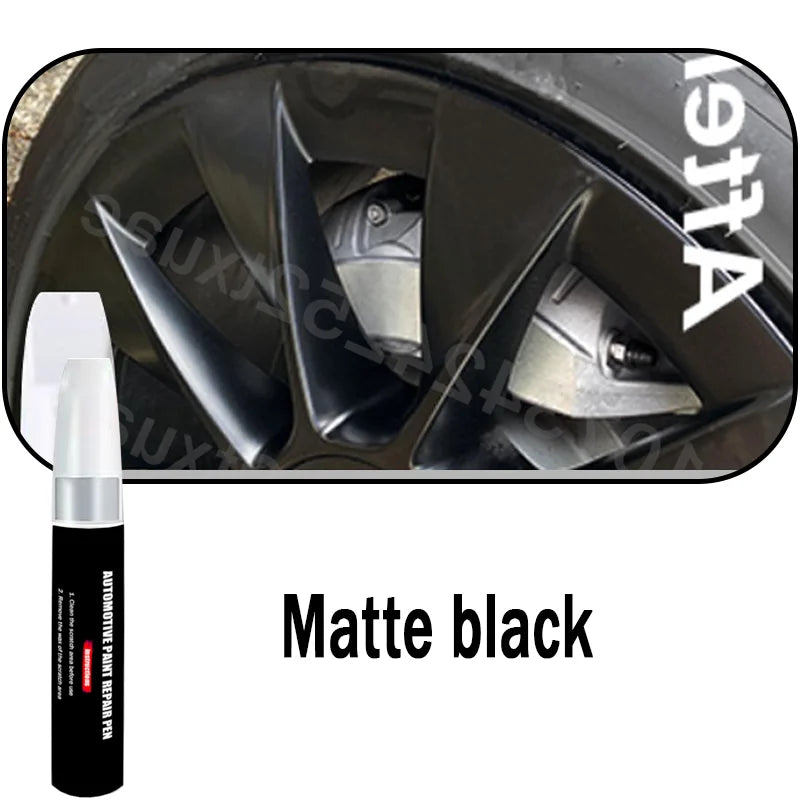 Automotive Wheel Touch-Up Paint Pen – Gloss, Matte Black & Silver/Grey Car Repair Accessory