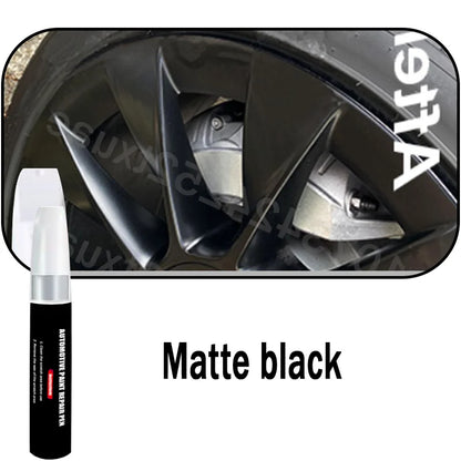 Automotive Wheel Touch-Up Paint Pen – Gloss, Matte Black & Silver/Grey Car Repair Accessory