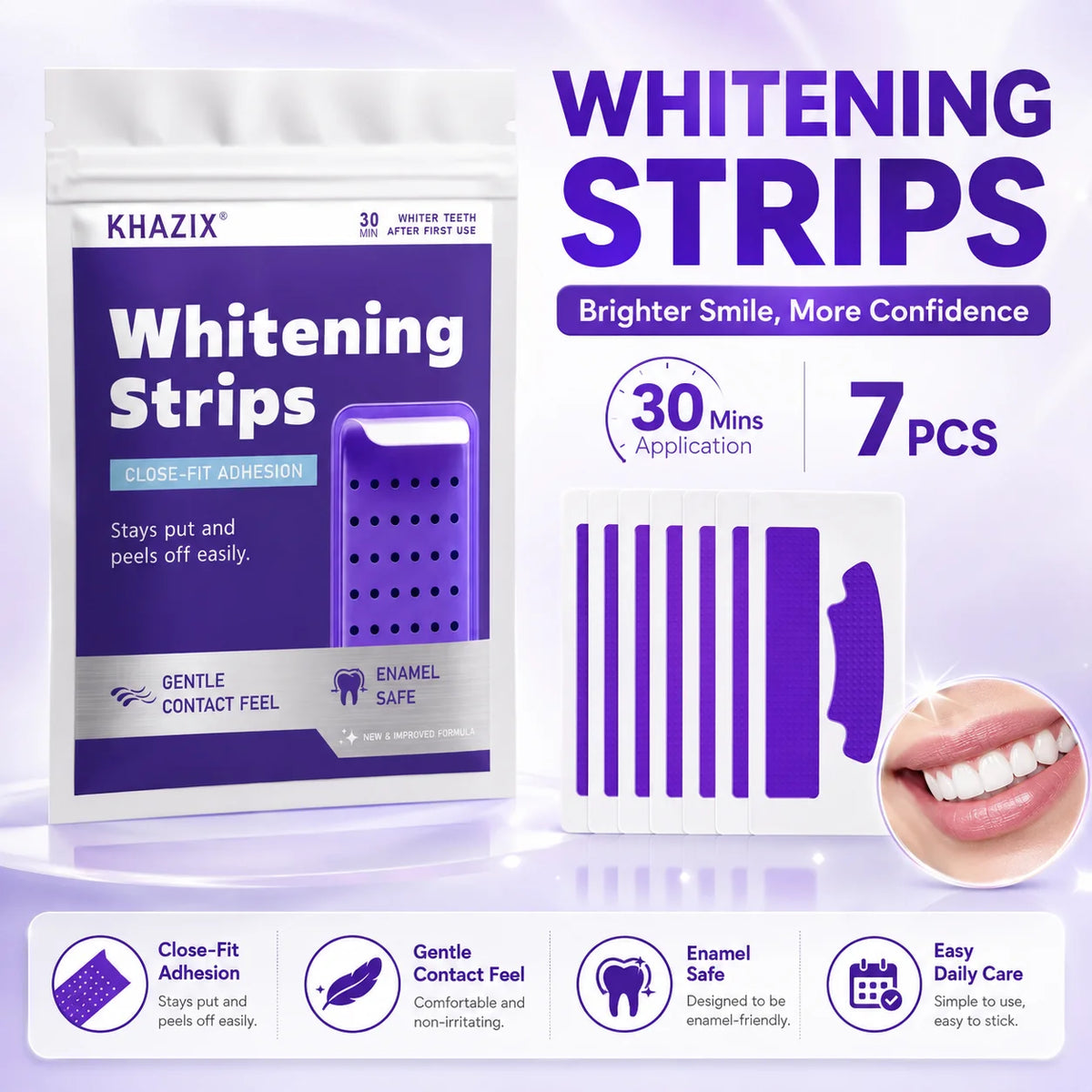 7-Piece Dental Care Strips - Daily Oral Hygiene Patches for Mouth Cleaning and Fresh Breath