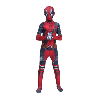 Deadpool Cosplay Costume for Kids – Superhero Roleplay Outfit with Headgear & Gloves, Halloween Party Suit