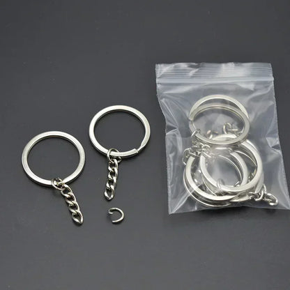 50/100pcs Stainless Steel Keyring Set – Split Rings, Lobster Clasps & Chains for DIY Keychains & Keyfobs