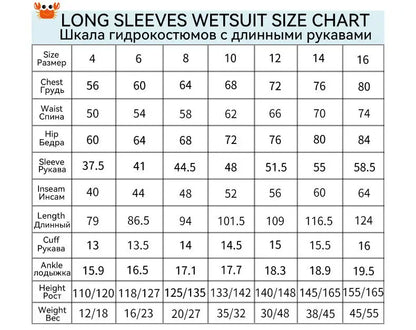 Children's 2mm/3mm Neoprene Wetsuit – One-Piece Long Sleeve Diving Suit for Cold Protection, Sunscreen, Surfing, Swimming & Snorkeling