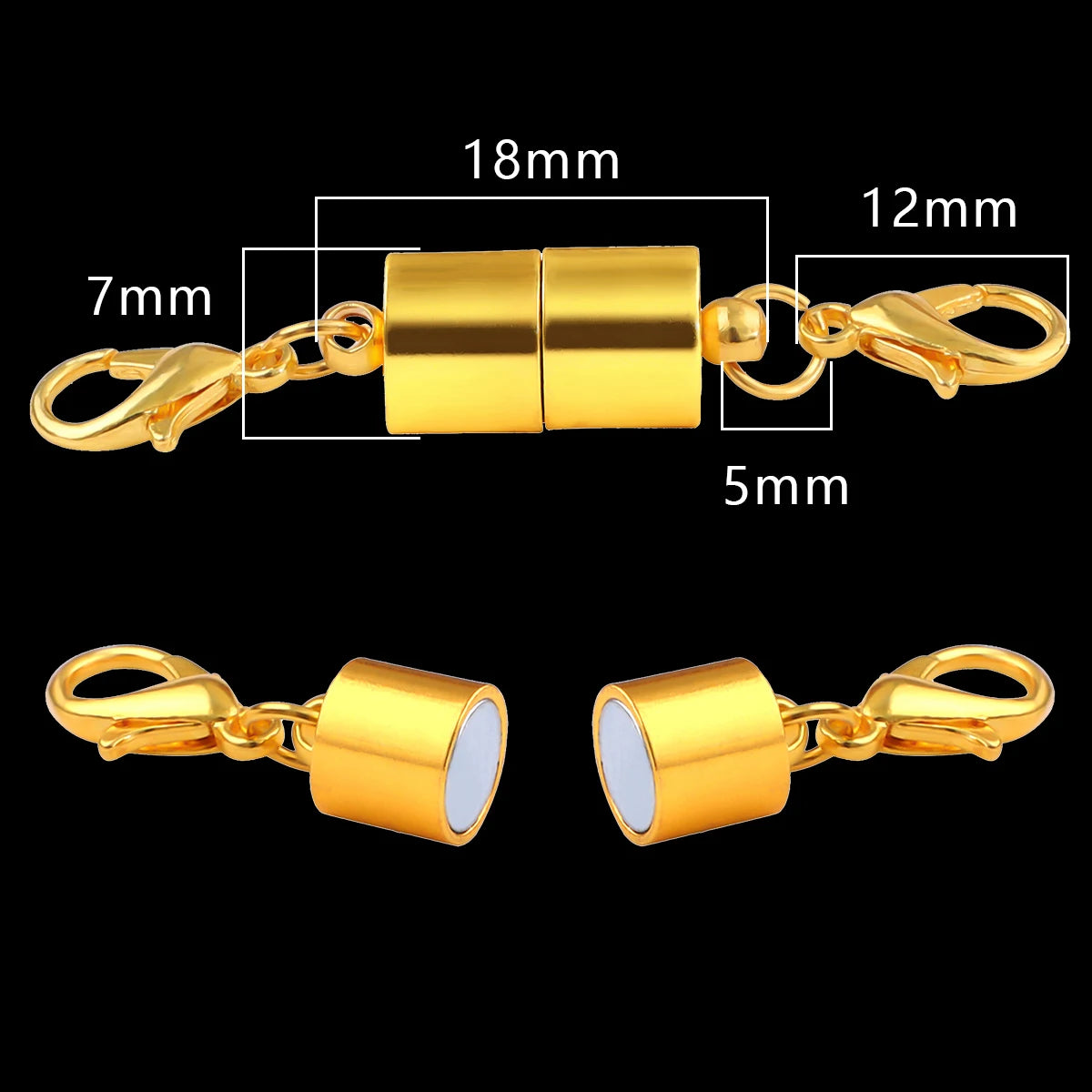 Magnetic Jewelry Clasp - Strong Metal End Connectors with Lobster Clasp for DIY Bracelets & Necklaces
