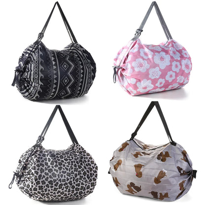 Foldable Shopping Bag for Women - Ultra Lightweight Nylon Crossbody Tote with Large Capacity for Travel and Beach Storage