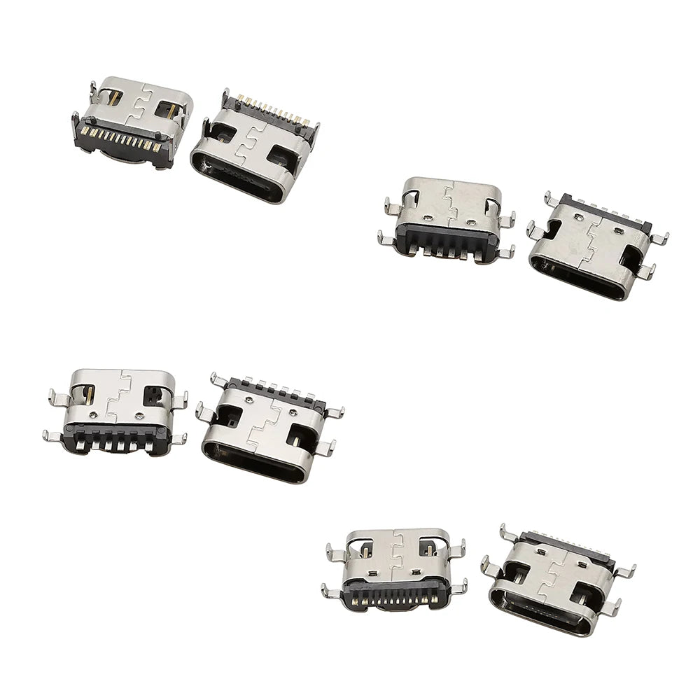 100Pcs Type-C USB Female Charging Socket Connector – 6Pin & 16Pin PCB Soldering DIY Repair Adapter