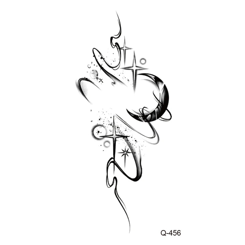 Waterproof Temporary Tattoo Stickers - Mini Black Rose, Butterfly, Arrow, Flower, Wings, Maori, and Snake Designs for Wrist and Neck