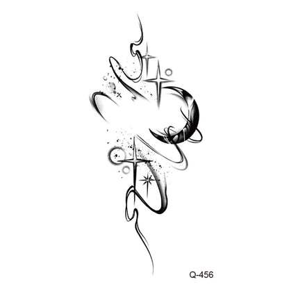 Waterproof Temporary Tattoo Stickers - Mini Black Rose, Butterfly, Arrow, Flower, Wings, Maori, and Snake Designs for Wrist and Neck
