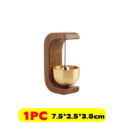 Wireless Doorbell with Solid Wooden Design - Magnetic Brass Wind Chimes, Jingle Bell Pendant for Entrance & Home Decor