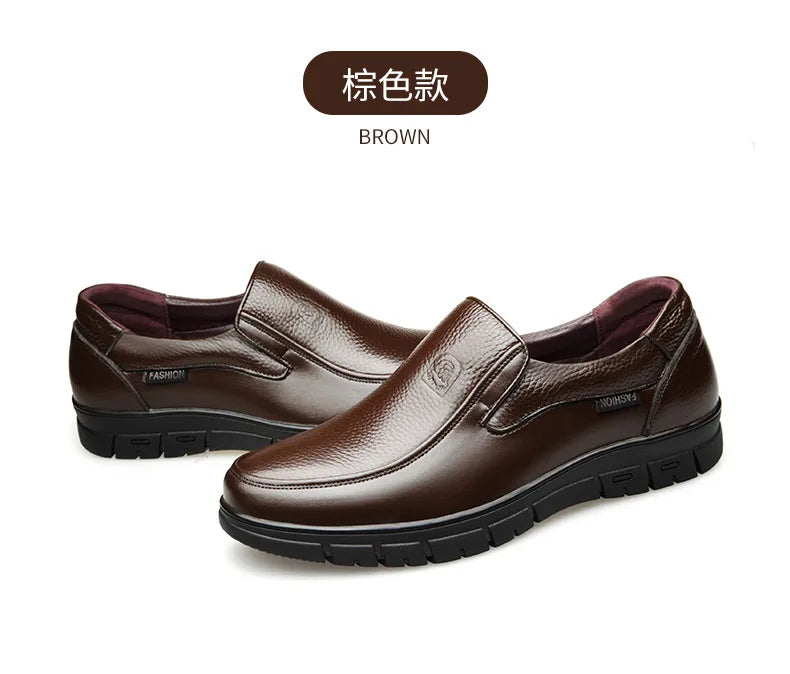 Genuine Leather Handmade Men's Shoes – Casual Loafers, Breathable Slip-On Walking Sneakers for Outdoor Wear