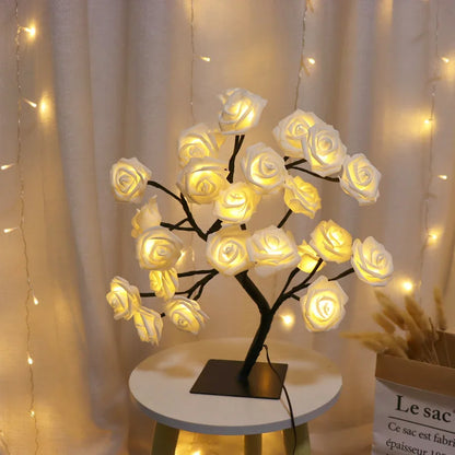 36/108 LED USB Table Lamp – Rose String Lights, Tree Night Light for Girls, Party, Camping & Summer Home Decor