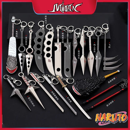 Anime Naruto Weapon Keychain Set – Metal Models of Asuma, Zabuza Sword, Kisame, Hidan, Minato Kunai & Flying Thunder God Cosplay Toys for Boys