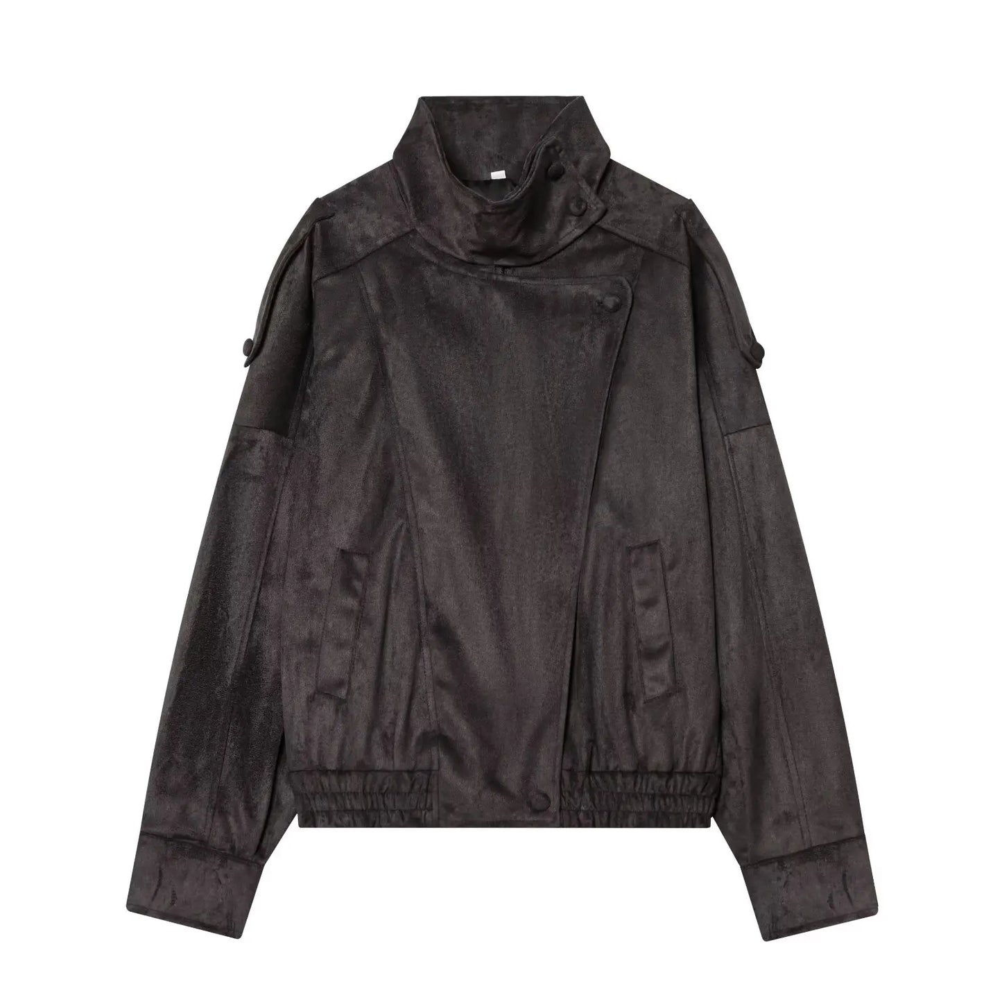 Women's Faux Leather Motorcycle Jacket - 2026 Autumn Black Long Sleeve Fashion Outerwear