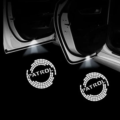 2PCS Car LED Door Projector Lights – Ghost Shadow Courtesy Lamp for Nissan Patrol Y62 2012–2021, Car Door Welcome Logo Accessories