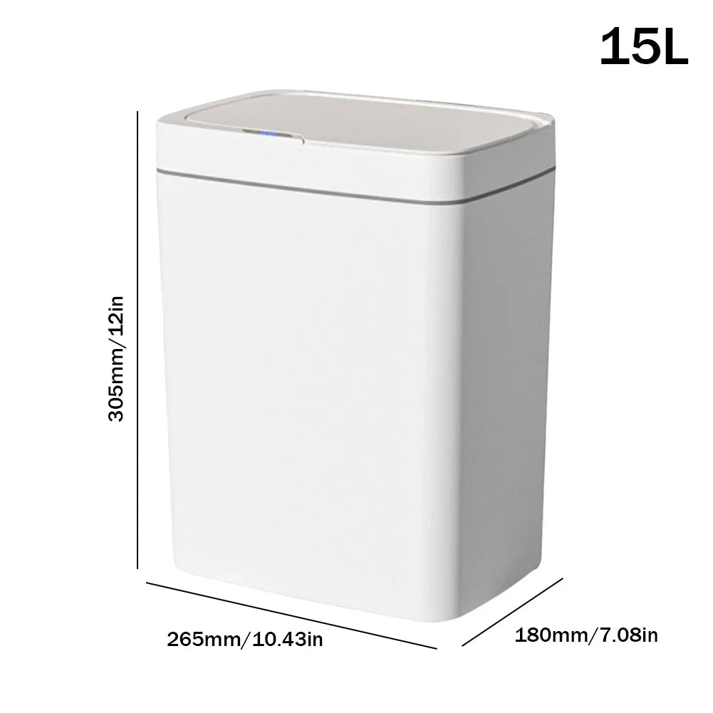 15/18L Smart Sensor Trash Can — Waterproof Touchless Automatic Motion Trash Bin for Kitchen & Bathroom