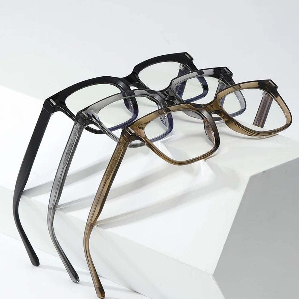 Kachawoo TR90 Anti-Blue Light Glasses – Unisex Square Frame, Transparent Grey, Korean Style Eyewear