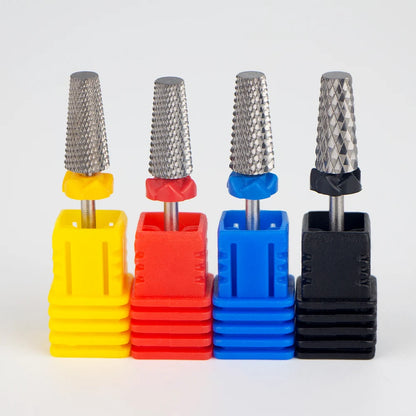 5-in-1 Nail Drill Bits - Tungsten Steel Cross Teeth Manicure File, Acrylic & Hard Gel Nail Polish Remover Drill Bit
