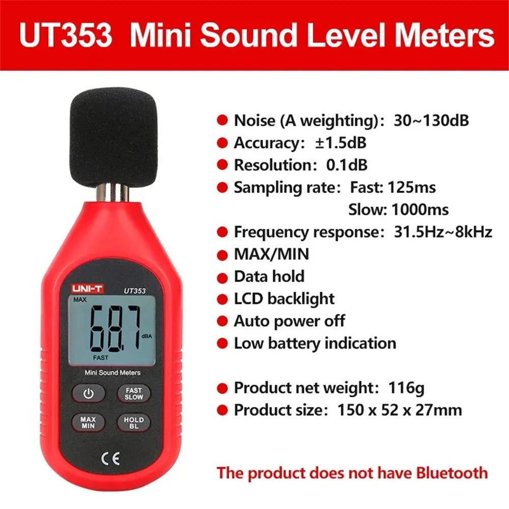 UNI-T Digital Meter Series - UT383/BT Light Meter, UT363/BT Anemometer, UT353/BT Sound Meter & UT333/BT Temperature Humidity Meter