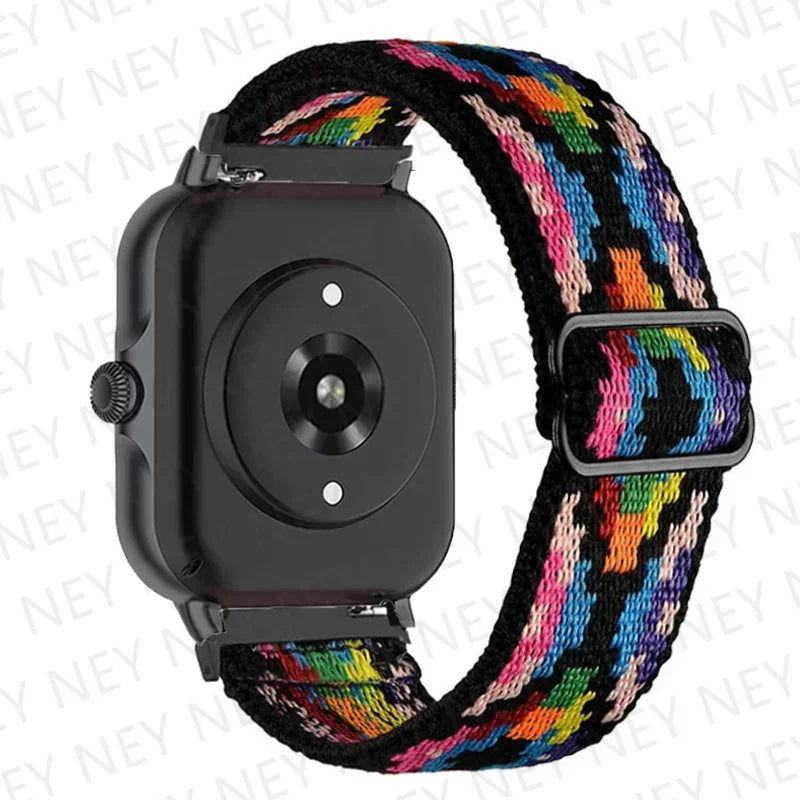 Nylon Elastic Watch Band for Amazfit GTS/GTR 4-3-2, Stratos & Bip Series – Bohemian Shiny Adjustable 20mm/22mm Strap