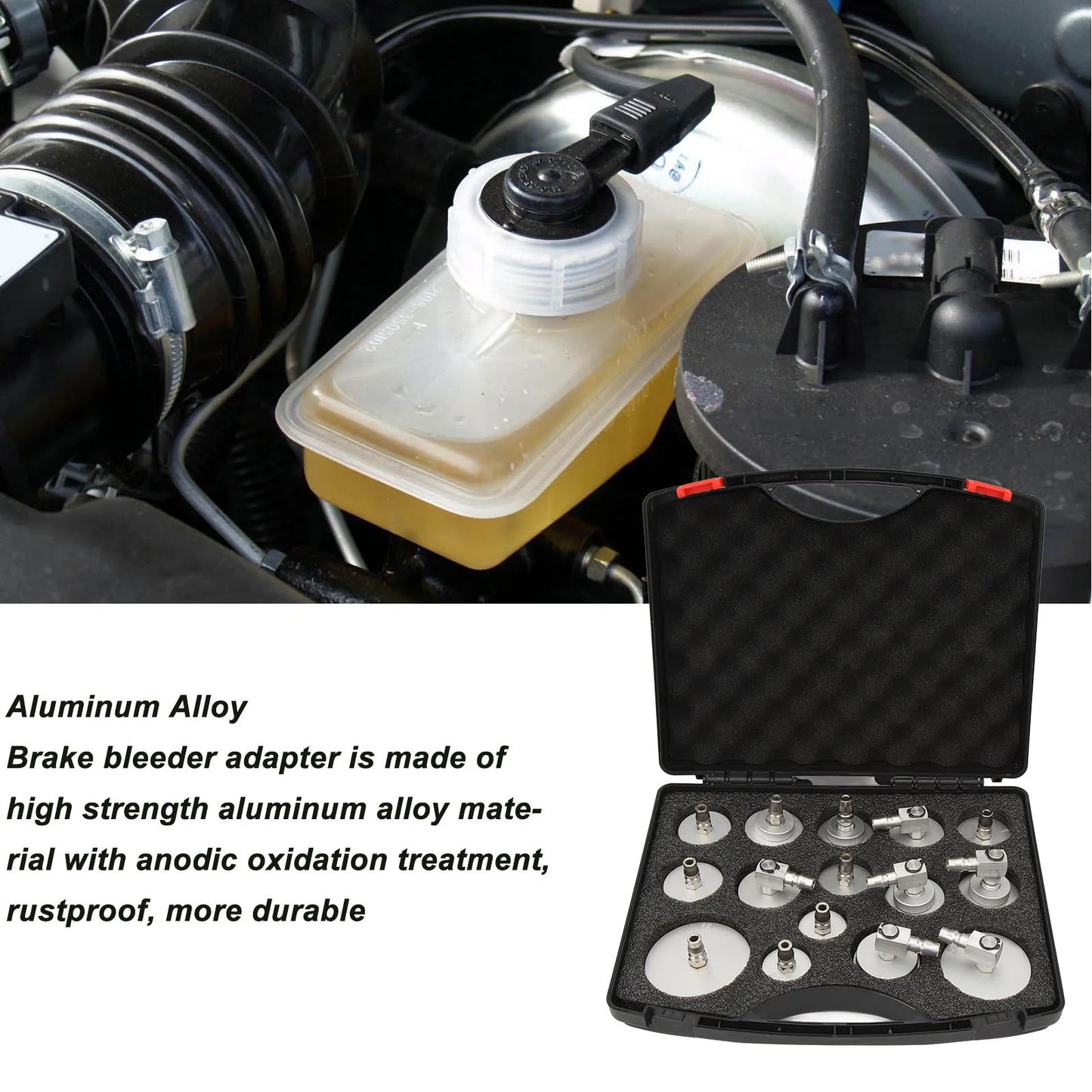 Master Cylinder Brake Bleeder Adapter Set — Aluminum Alloy, High-Accuracy Portable Tool for Automobiles