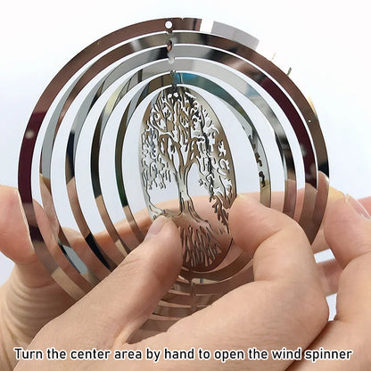 3D Rotating Tree of Life Wind Spinner Chimes – Aesthetic Outdoor Garden Hanging Decor