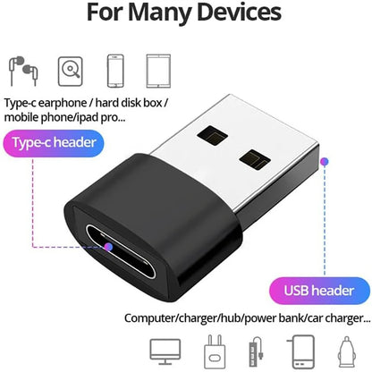 USB-C to USB Adapter – Type-C Male to Female Converter for Phones, PCs, and Laptops, 1/2/5pcs Pack
