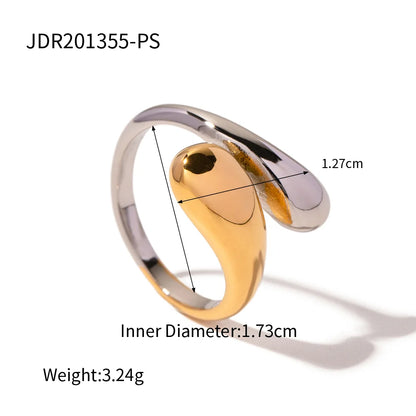 Vintage 18K Gold Plated Stainless Steel Ring – Double Line Irregular Open End Jewelry for Women