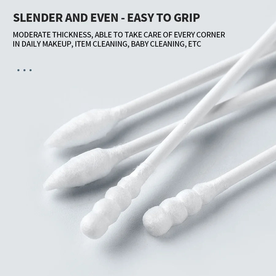 200-Piece Double-Ended Cotton Swabs - Soft Cleaning & Makeup Removal Applicators for Personal Care