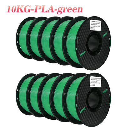 KINGROON 3D Printer Filament 22LBS — 10 Rolls 1KG 1.75mm PETG & PLA, Eco-Friendly Mixed Colors, High Toughness