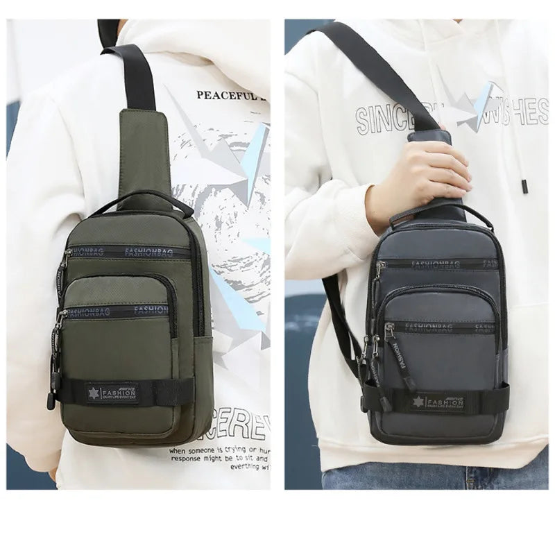 Men’s Chest Bag – Large Capacity Lightweight Nylon Crossbody Shoulder Backpack for Travel, Korean Style