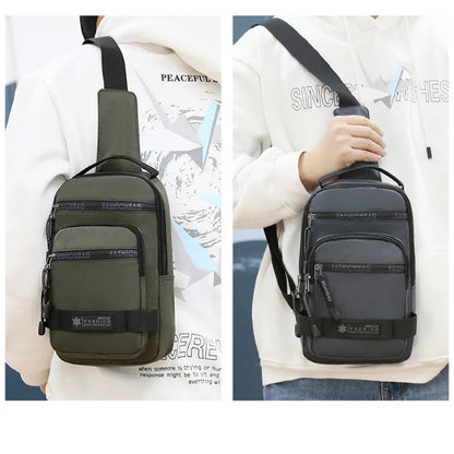 Men’s Chest Bag – Large Capacity Lightweight Nylon Crossbody Shoulder Backpack for Travel, Korean Style