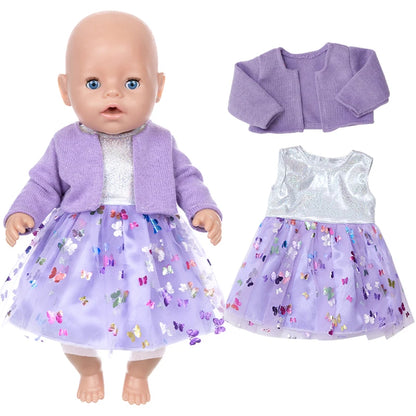 18-Inch Girl Doll Clothes – Pink Coat & Office Dress Outfit, Baby Girl Doll Gift Toy
